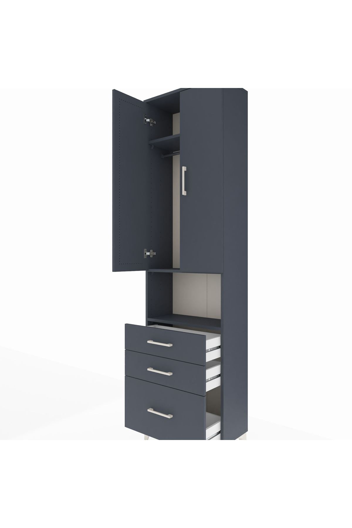 Arges Dolap 3 Raflı 3 Çekmeceli Tek Askılı 60x30x221 - S29M181V5A