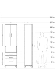 Arges Dolap 3 Raflı 3 Çekmeceli Tek Askılı 60x30x221 - S29M181V5A