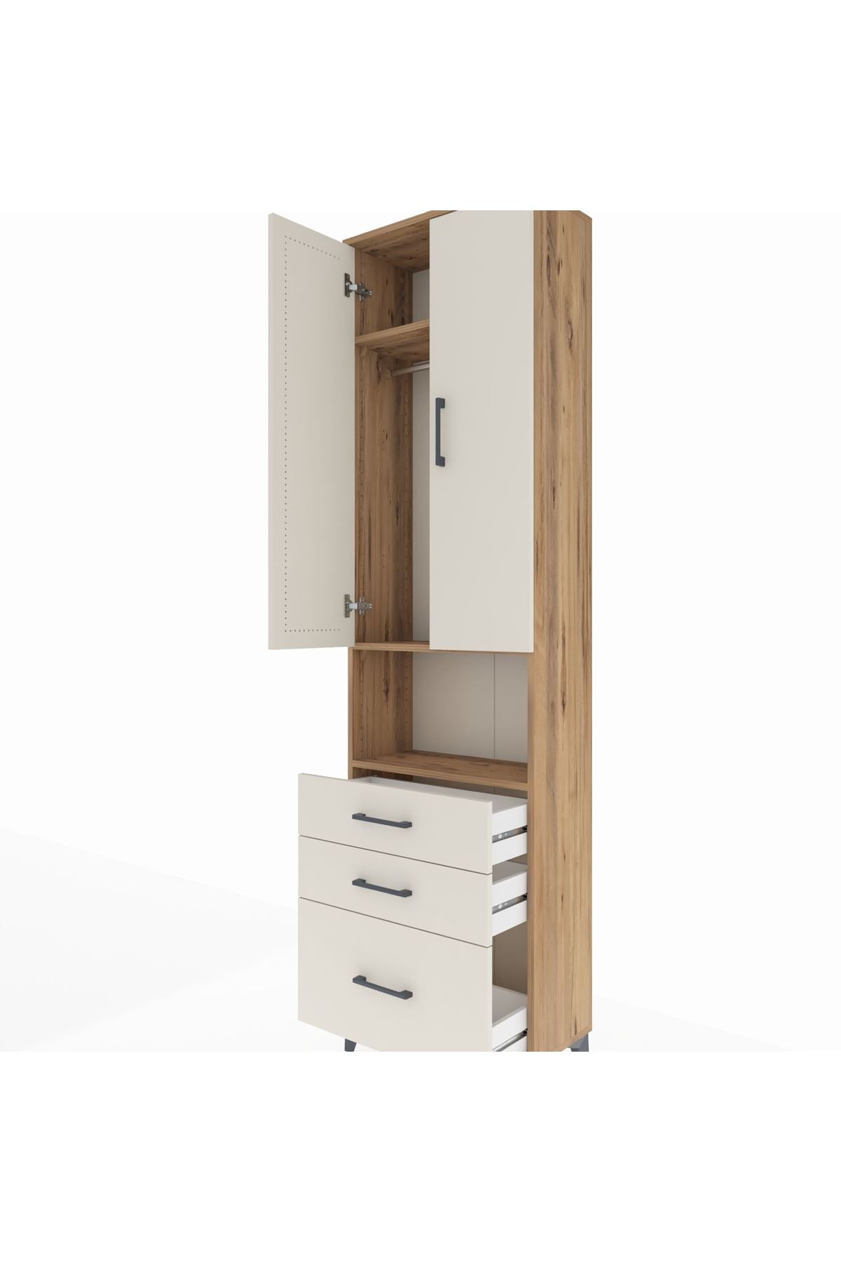 Arges Dolap 3 Raflı 3 Çekmeceli Tek Askılı 60x30x221 - S29M181V7A