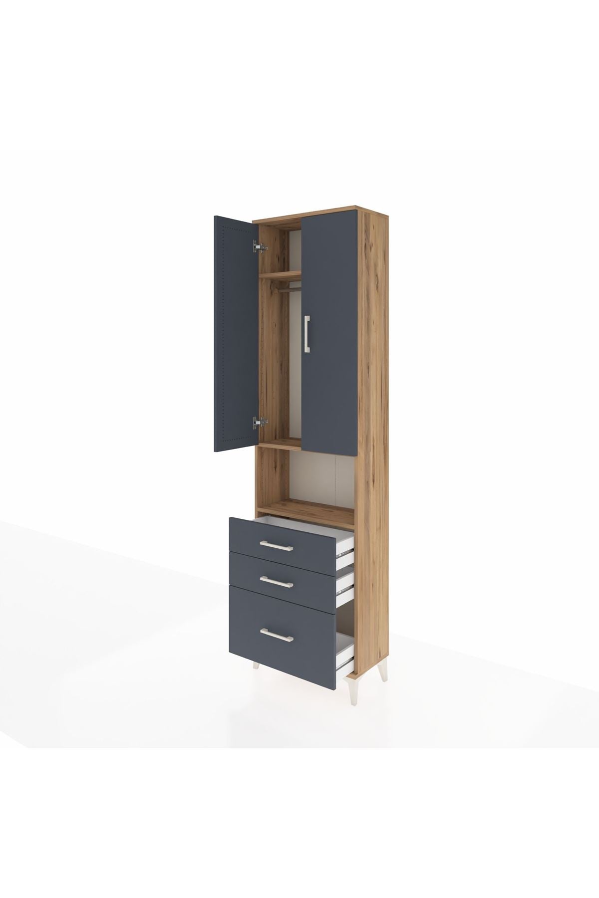 Arges Dolap 3 Raflı 3 Çekmeceli Tek Askılı 60x30x221 - S29M181V8A