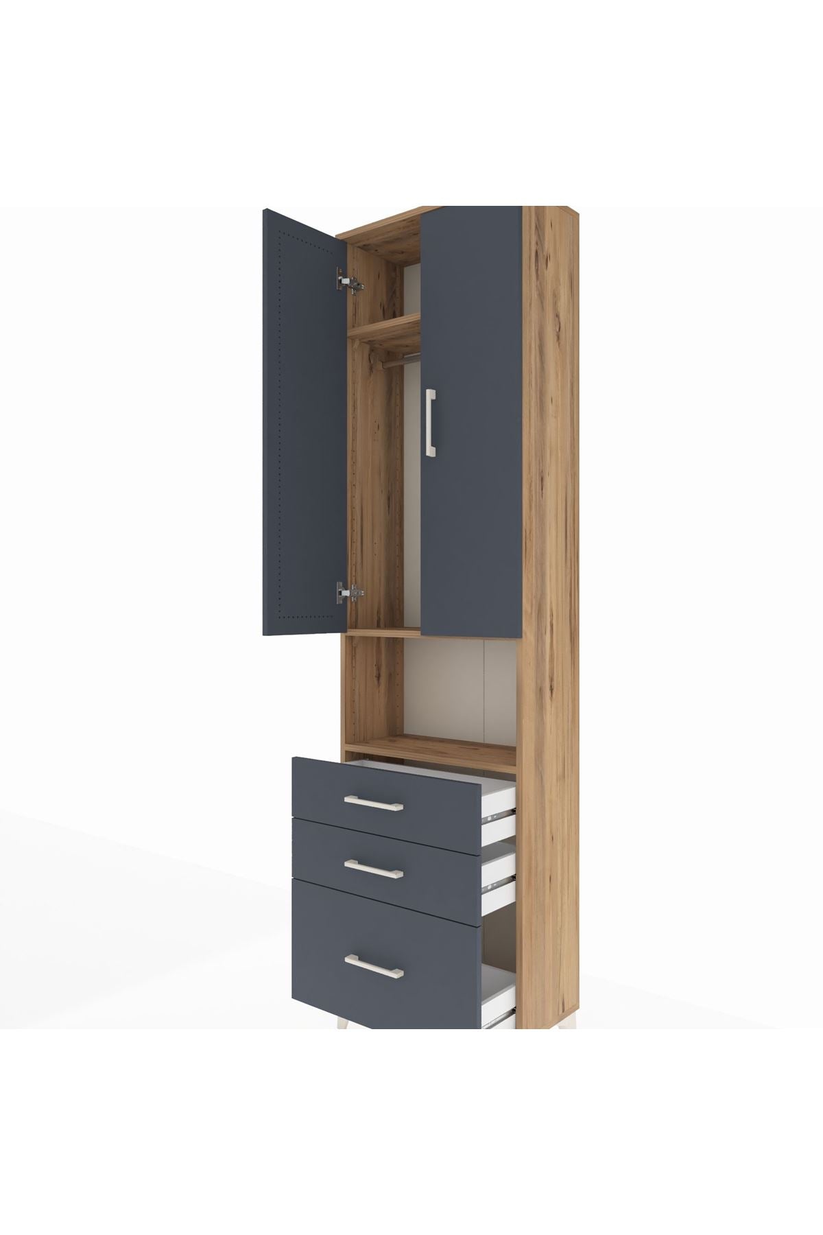 Arges Dolap 3 Raflı 3 Çekmeceli Tek Askılı 60x30x221 - S29M181V8A