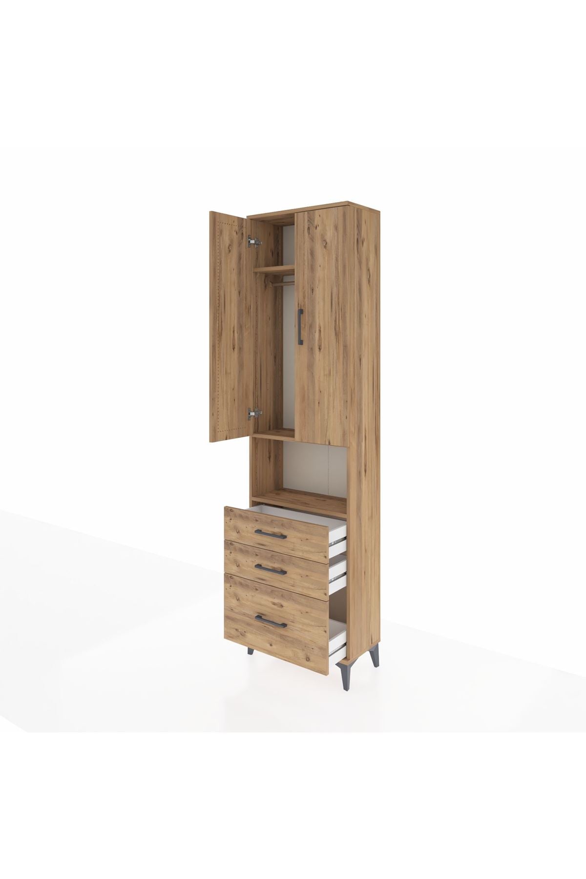 Arges Dolap 3 Raflı 3 Çekmeceli Tek Askılı 60x30x221 - S29M181V9A