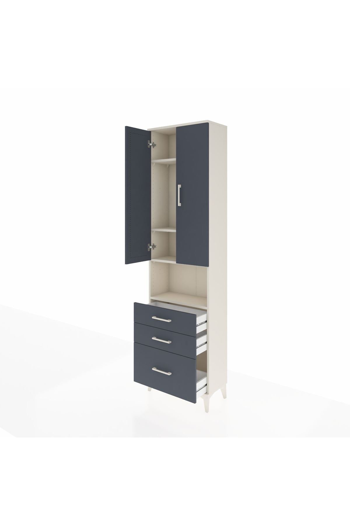 Arges Dolap 4 Raflı 3 Çekmeceli 2 Kapaklı 60x30x221 - S29M182V2A
