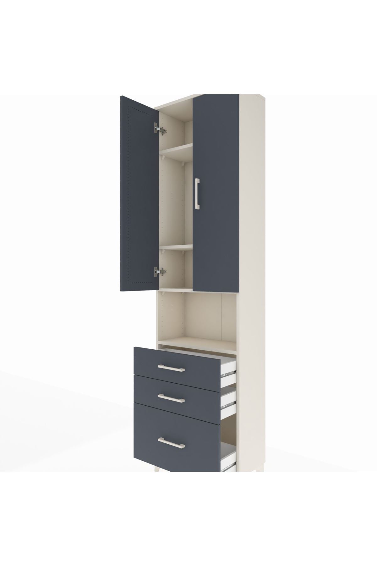 Arges Dolap 4 Raflı 3 Çekmeceli 2 Kapaklı 60x30x221 - S29M182V2A