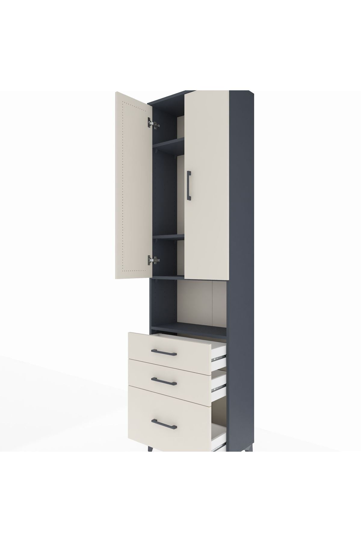 Arges Dolap 4 Raflı 3 Çekmeceli 2 Kapaklı 60x30x221 - S29M182V4A