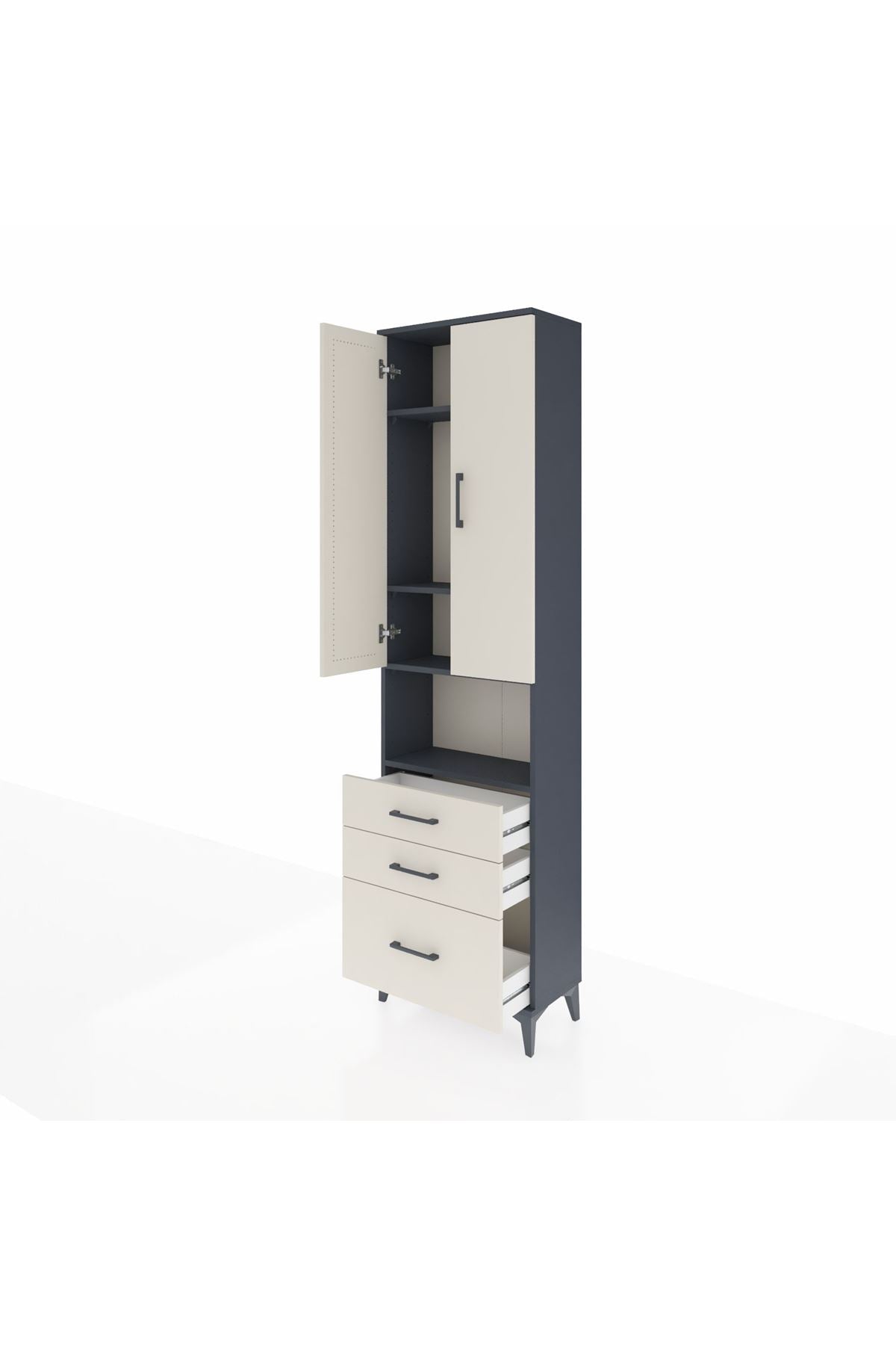 Arges Dolap 4 Raflı 3 Çekmeceli 2 Kapaklı 60x30x221 - S29M182V4A