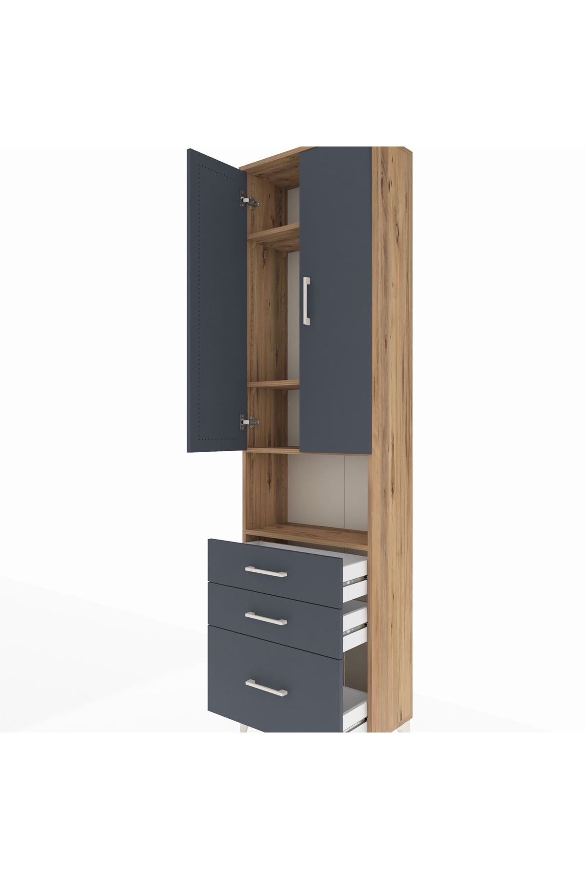 Arges Dolap 4 Raflı 3 Çekmeceli 2 Kapaklı 60x30x221 - S29M182V8A
