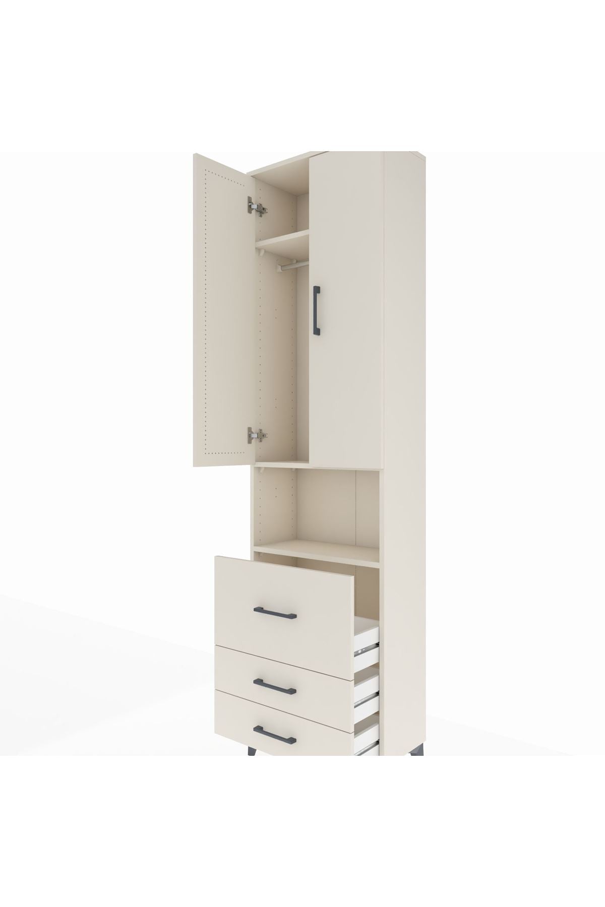 Arges Dolap 3 Raflı 3 Çekmeceli Tek Askılı 60x30x221 - S29M184V1A