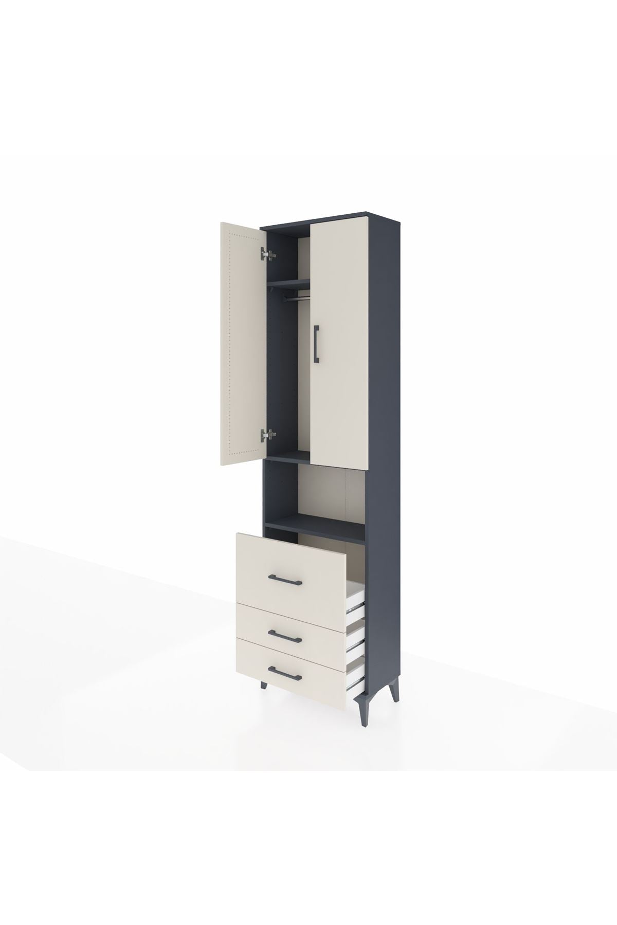 Arges Dolap 3 Raflı 3 Çekmeceli Tek Askılı 60x30x221 - S29M184V4A