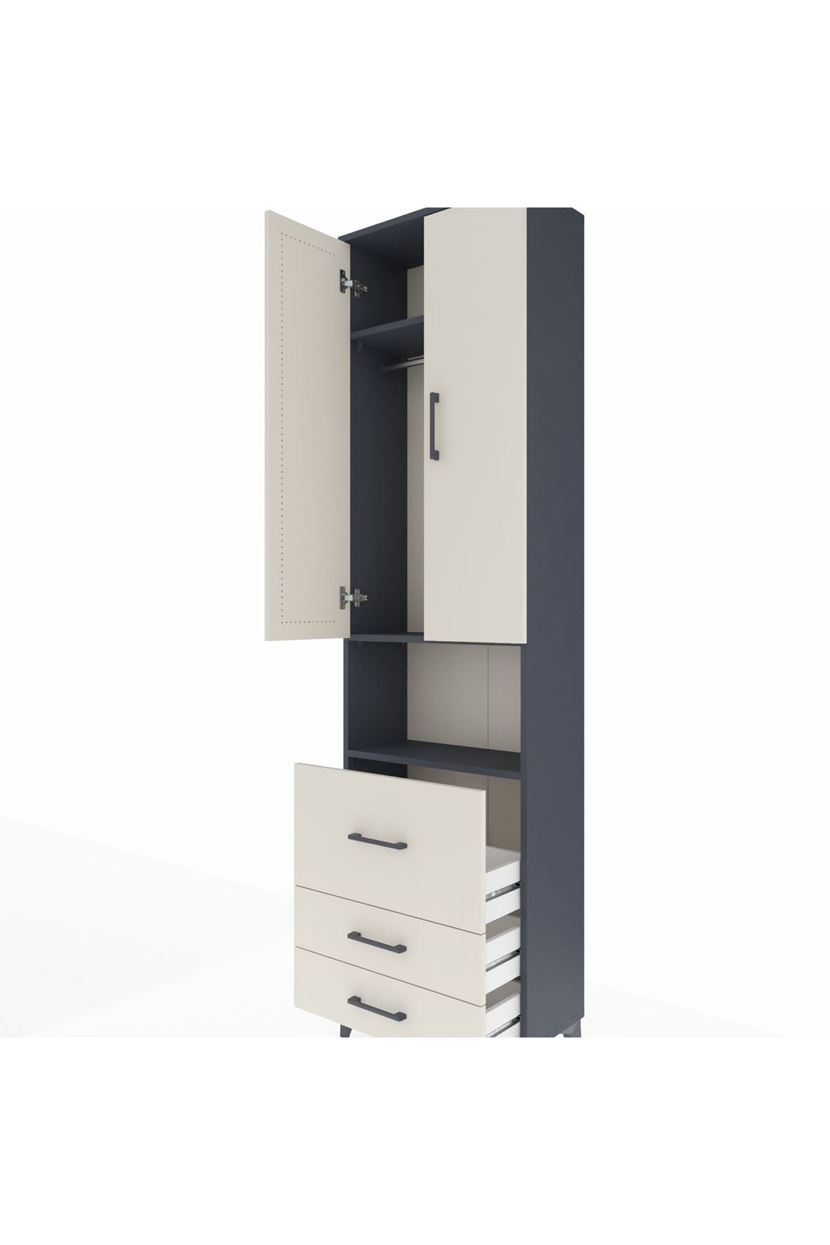 Arges Dolap 3 Raflı 3 Çekmeceli Tek Askılı 60x30x221 - S29M184V4A