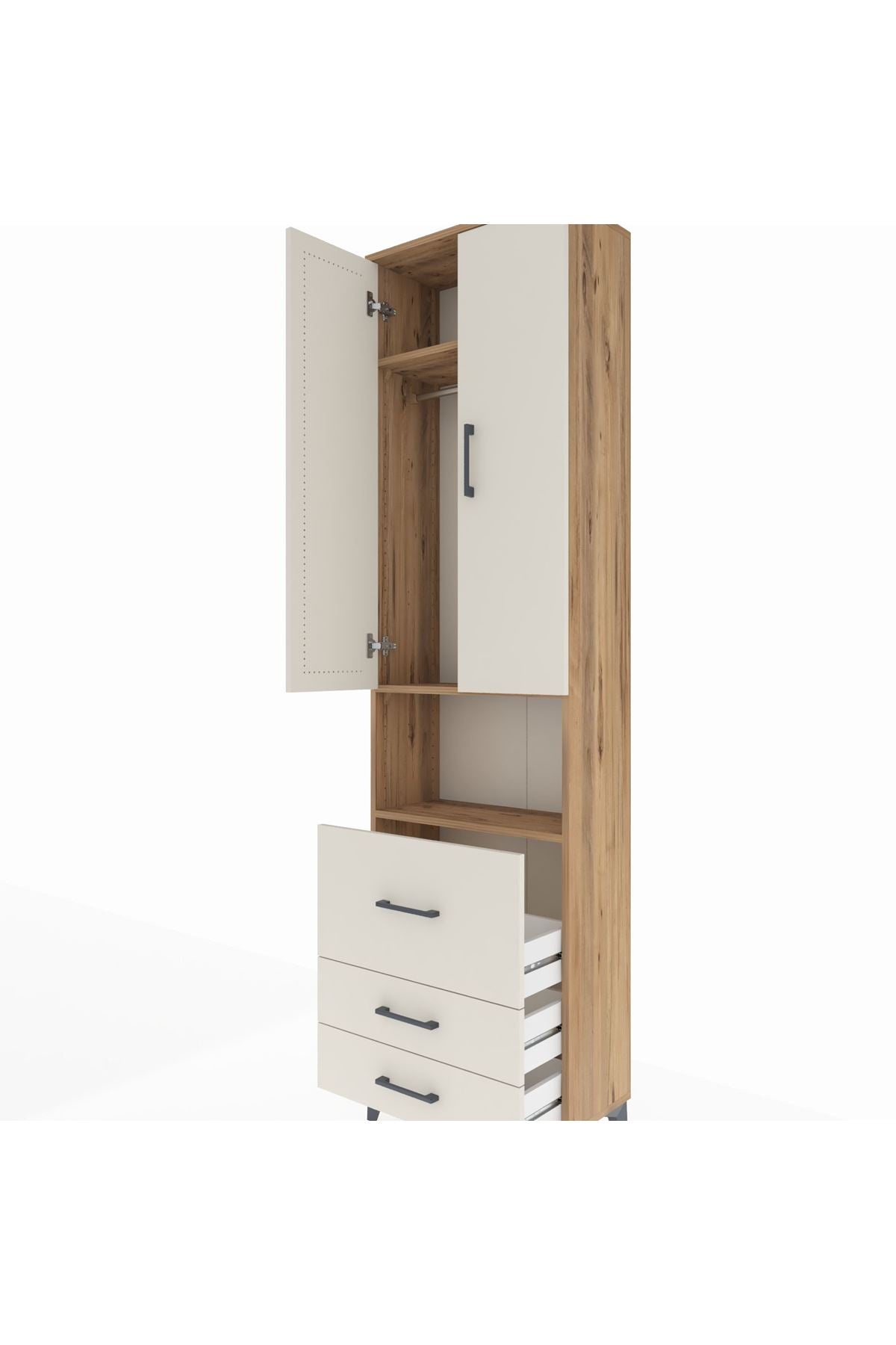 Arges Dolap 3 Raflı 3 Çekmeceli Tek Askılı 60x30x221 - S29M184V7A