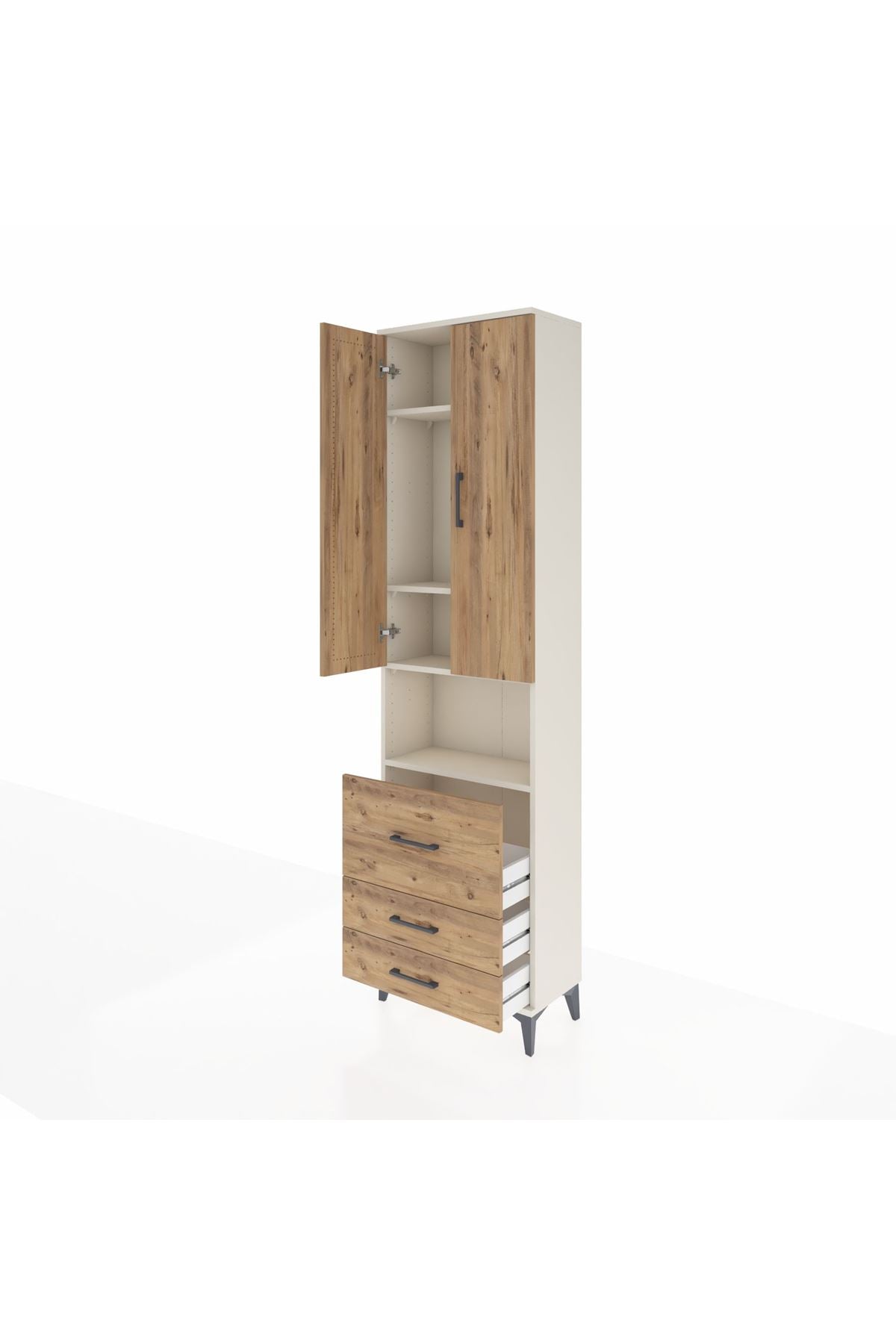 Arges Dolap 4 Raflı 3 Çekmeceli 2 Kapaklı 60x30x221 - S29M185V3A