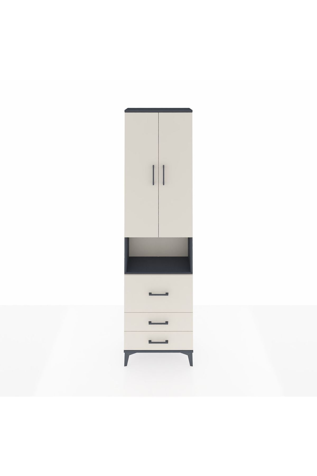 Arges Dolap 4 Raflı 3 Çekmeceli 2 Kapaklı 60x30x221 - S29M185V4A