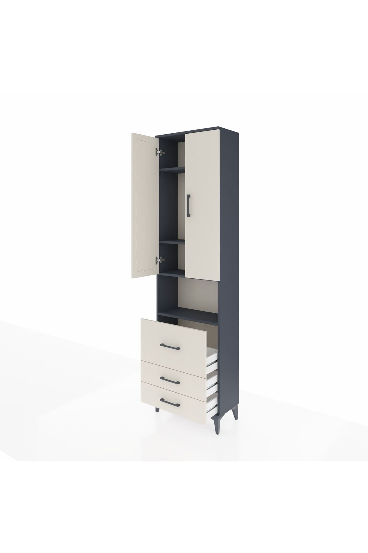 Arges Dolap 4 Raflı 3 Çekmeceli 2 Kapaklı 60x30x221 - S29M185V4A