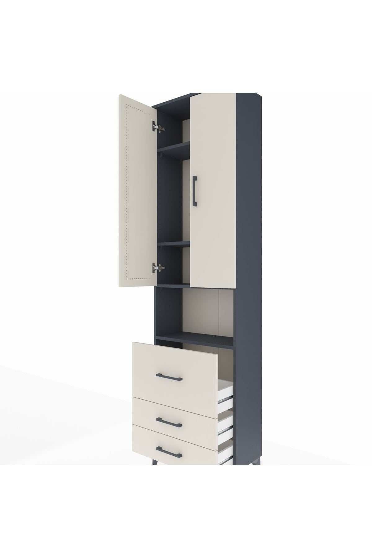 Arges Dolap 4 Raflı 3 Çekmeceli 2 Kapaklı 60x30x221 - S29M185V4A