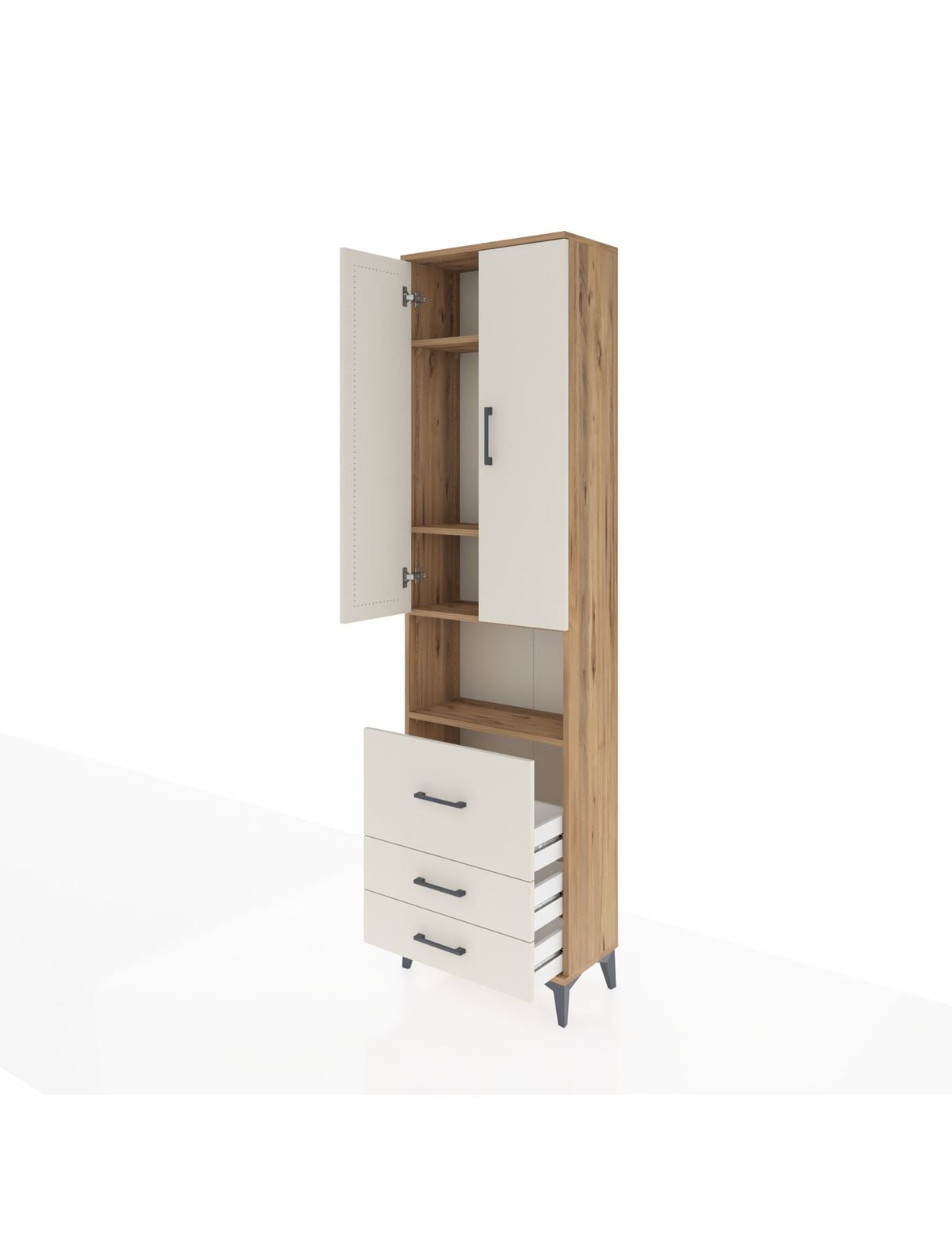 Arges Dolap 4 Raflı 3 Çekmeceli 2 Kapaklı 60x30x221 - S29M185V7A