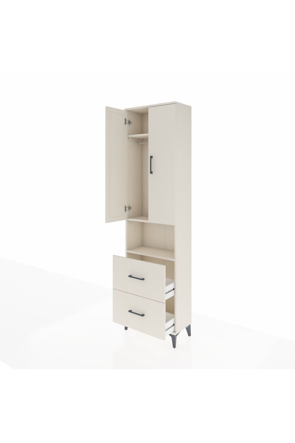 Arges Dolap 3 Raflı 2 Çekmeceli Tek Askılı 60x30x221 - S29M187V1A