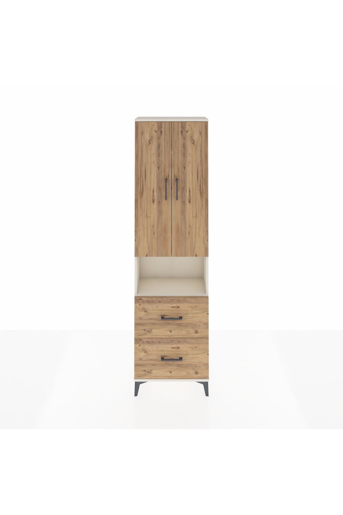 Arges Dolap 3 Raflı 2 Çekmeceli Tek Askılı 60x30x221 - S29M187V3A