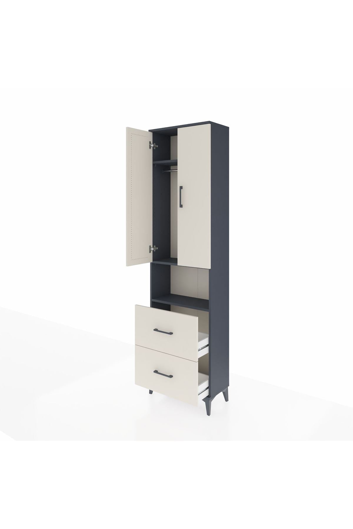 Arges Dolap 3 Raflı 2 Çekmeceli Tek Askılı 60x30x221 - S29M187V4A