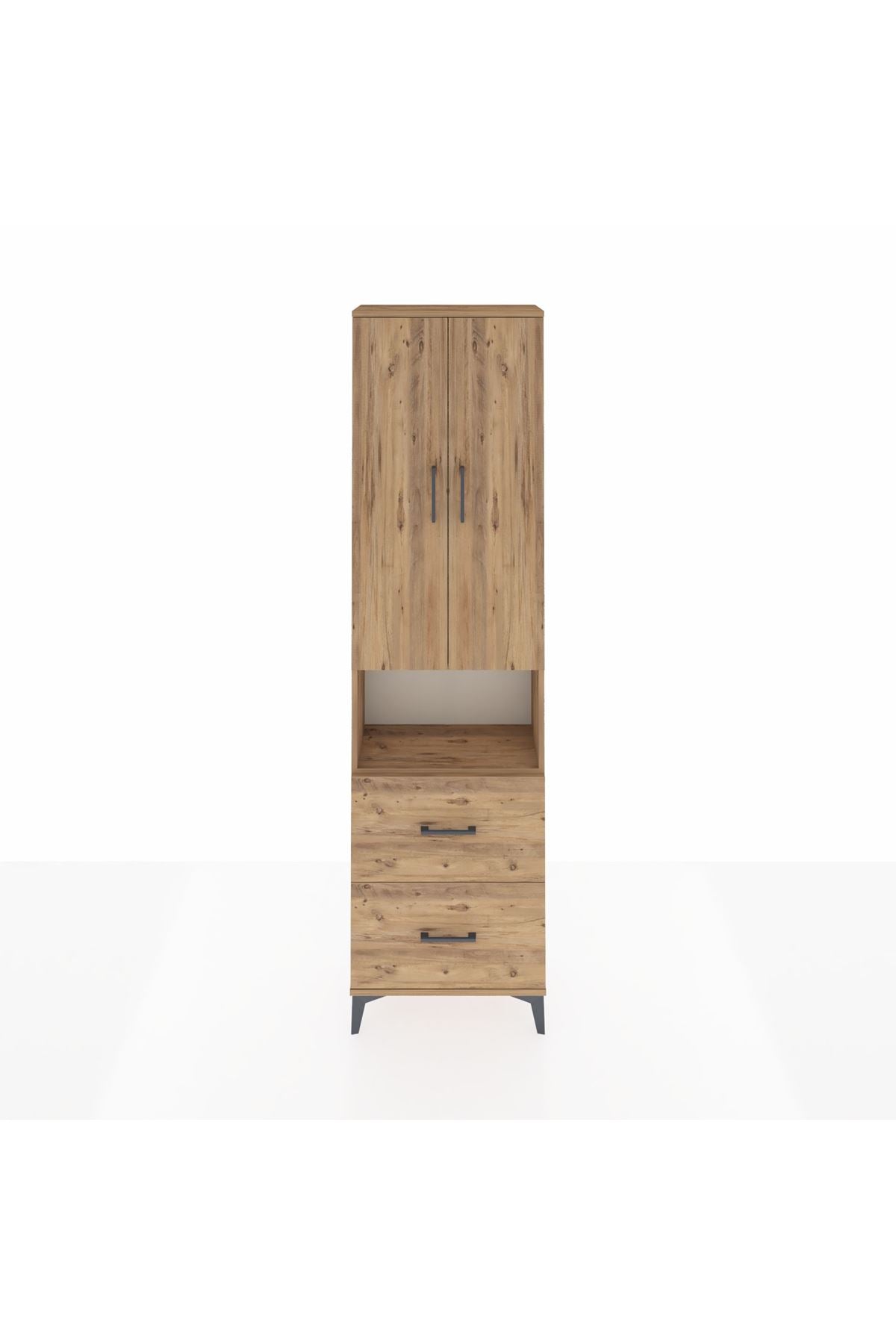 Arges Dolap 3 Raflı 2 Çekmeceli Tek Askılı 60x30x221 - S29M187V9A