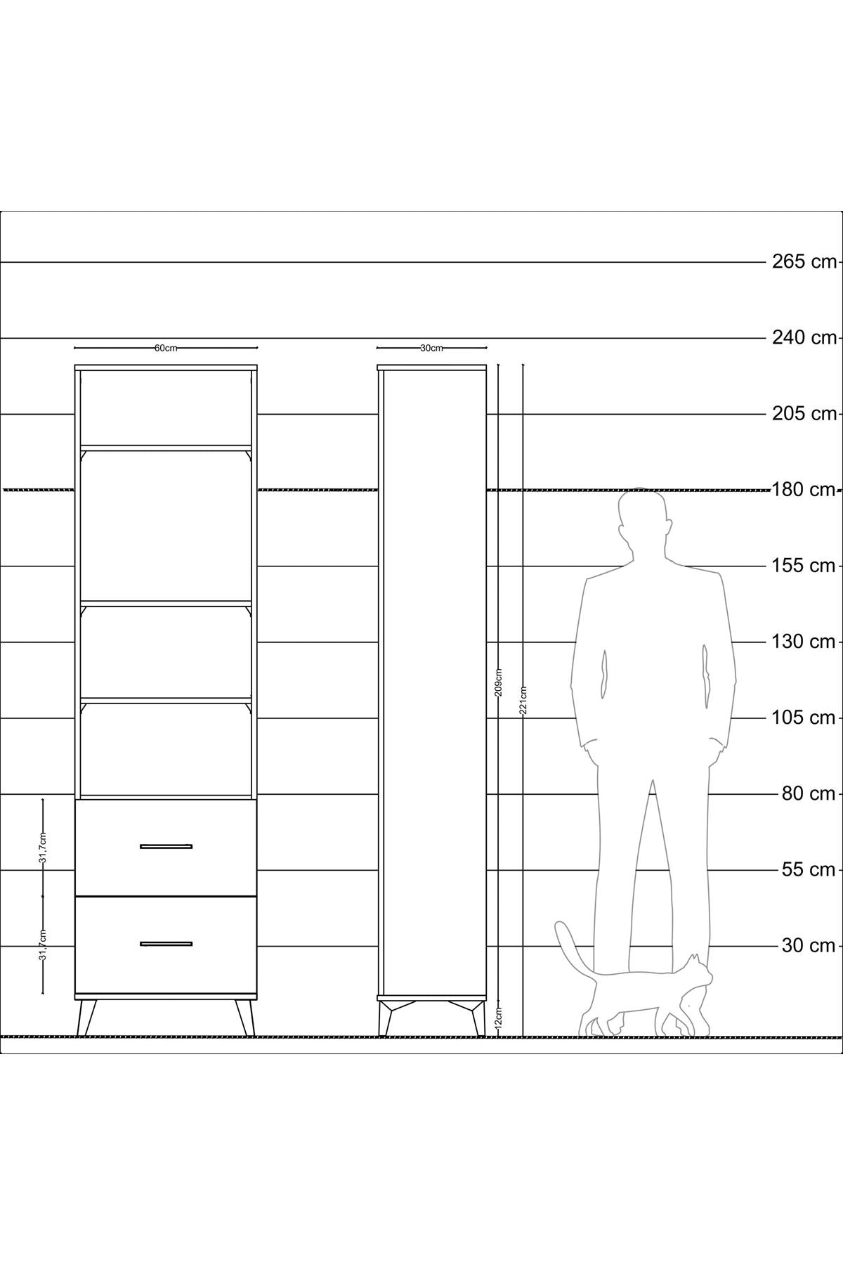 Arges Dolap 4 Raflı 2 Çekmeceli 60x30x221 - S29M189V9A