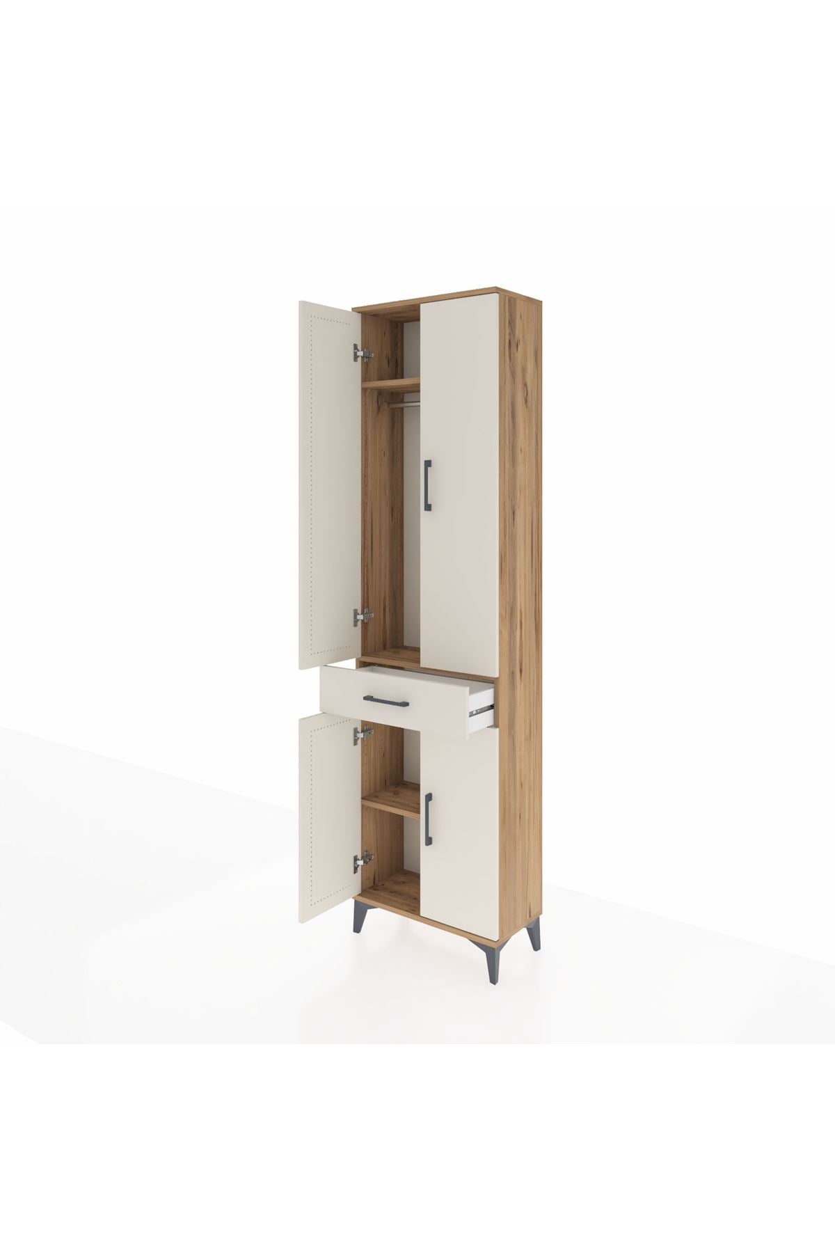 Arges Dolap 3 Raflı Tek Çekmeceli Tek Askılı 60x30x221 - S29M190V7A