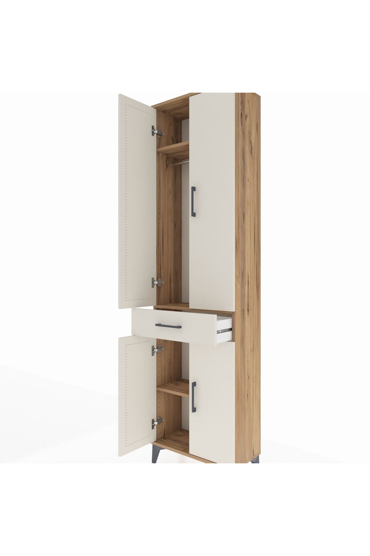 Arges Dolap 3 Raflı Tek Çekmeceli Tek Askılı 60x30x221 - S29M190V7A