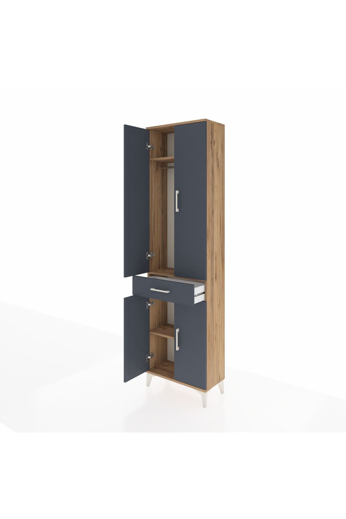 Arges Dolap 3 Raflı Tek Çekmeceli Tek Askılı 60x30x221 - S29M190V8A