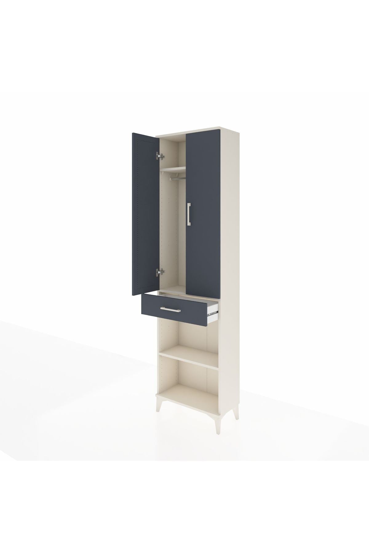 Arges Dolap 3 Raflı Tek Çekmeceli Tek Askılı 60x30x221 - S29M193V2A
