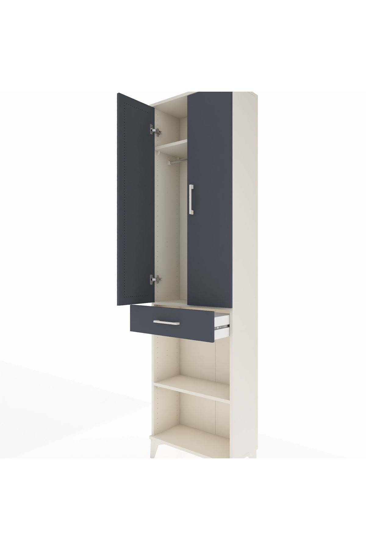 Arges Dolap 3 Raflı Tek Çekmeceli Tek Askılı 60x30x221 - S29M193V2A