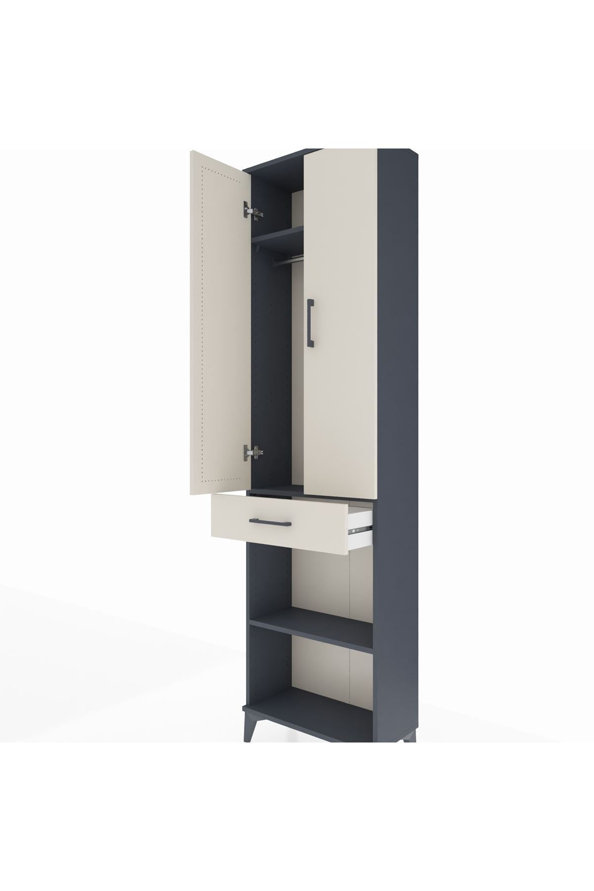 Arges Dolap 3 Raflı Tek Çekmeceli Tek Askılı 60x30x221 - S29M193V4A