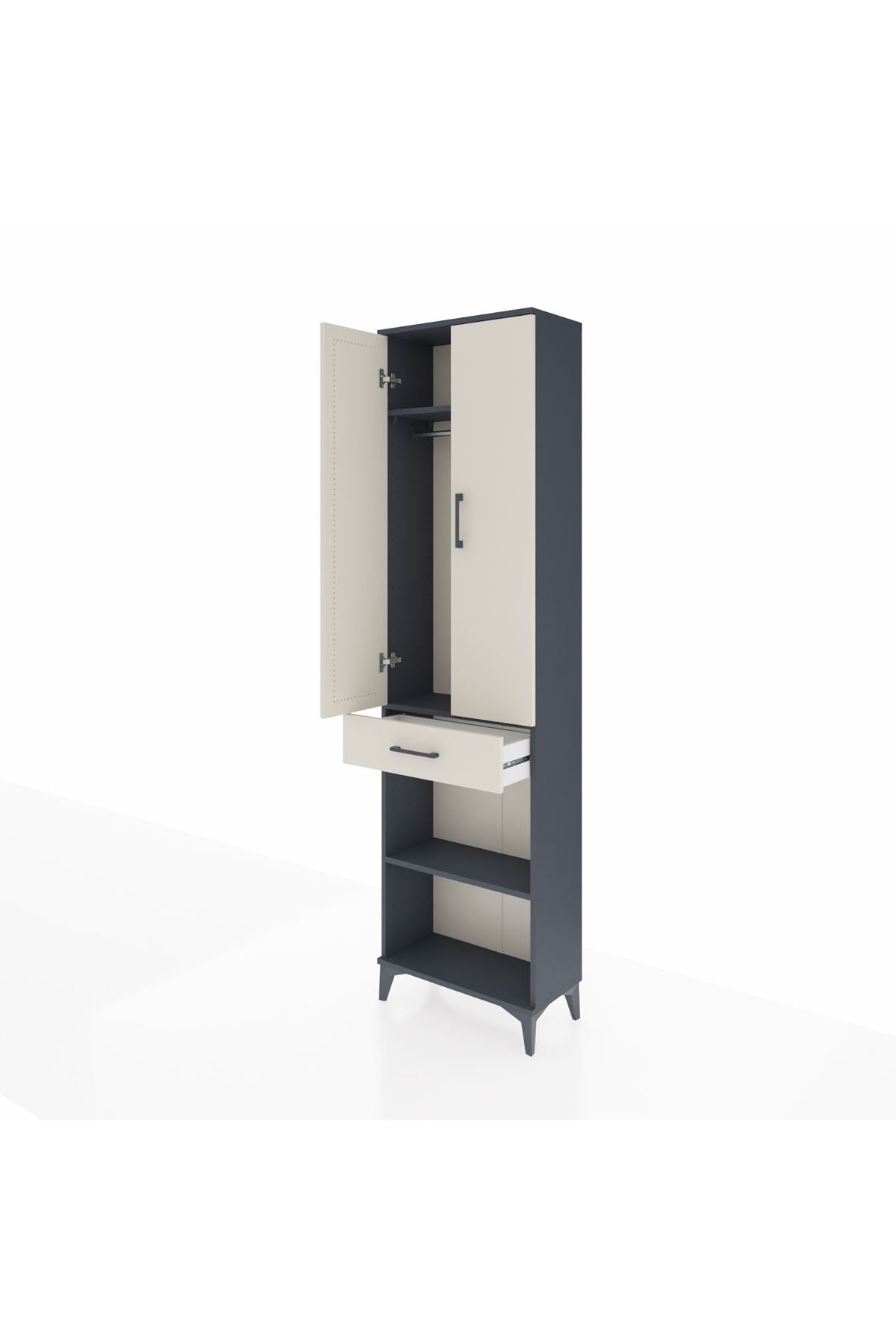 Arges Dolap 3 Raflı Tek Çekmeceli Tek Askılı 60x30x221 - S29M193V4A
