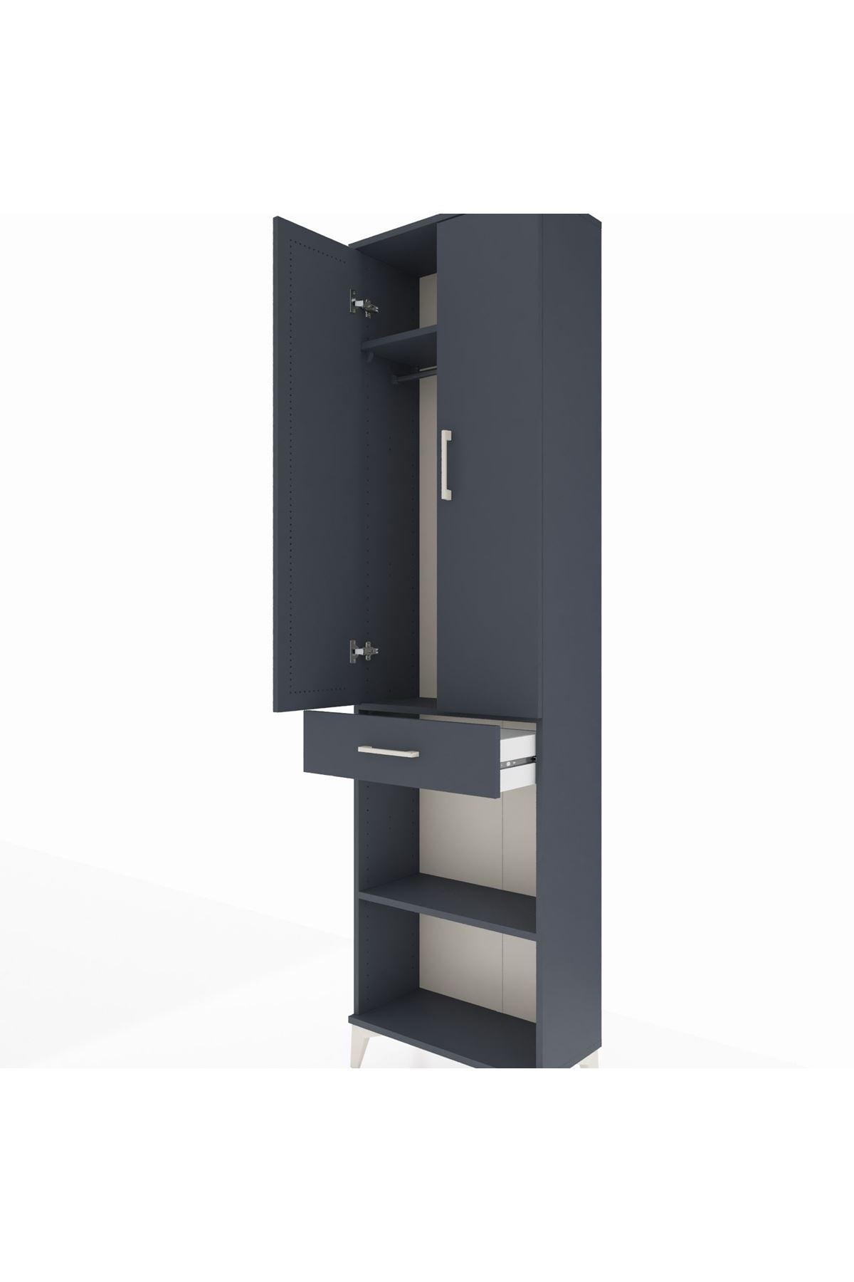 Arges Dolap 3 Raflı Tek Çekmeceli Tek Askılı 60x30x221 - S29M193V5A