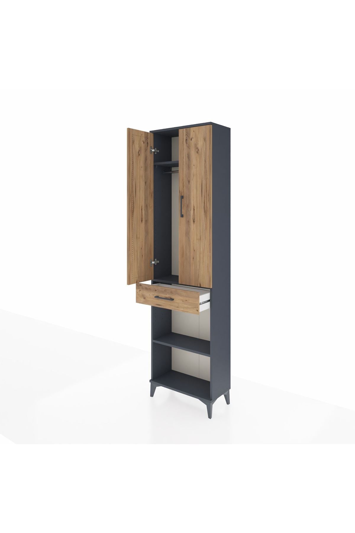 Arges Dolap 3 Raflı Tek Çekmeceli Tek Askılı 60x30x221 - S29M193V6A