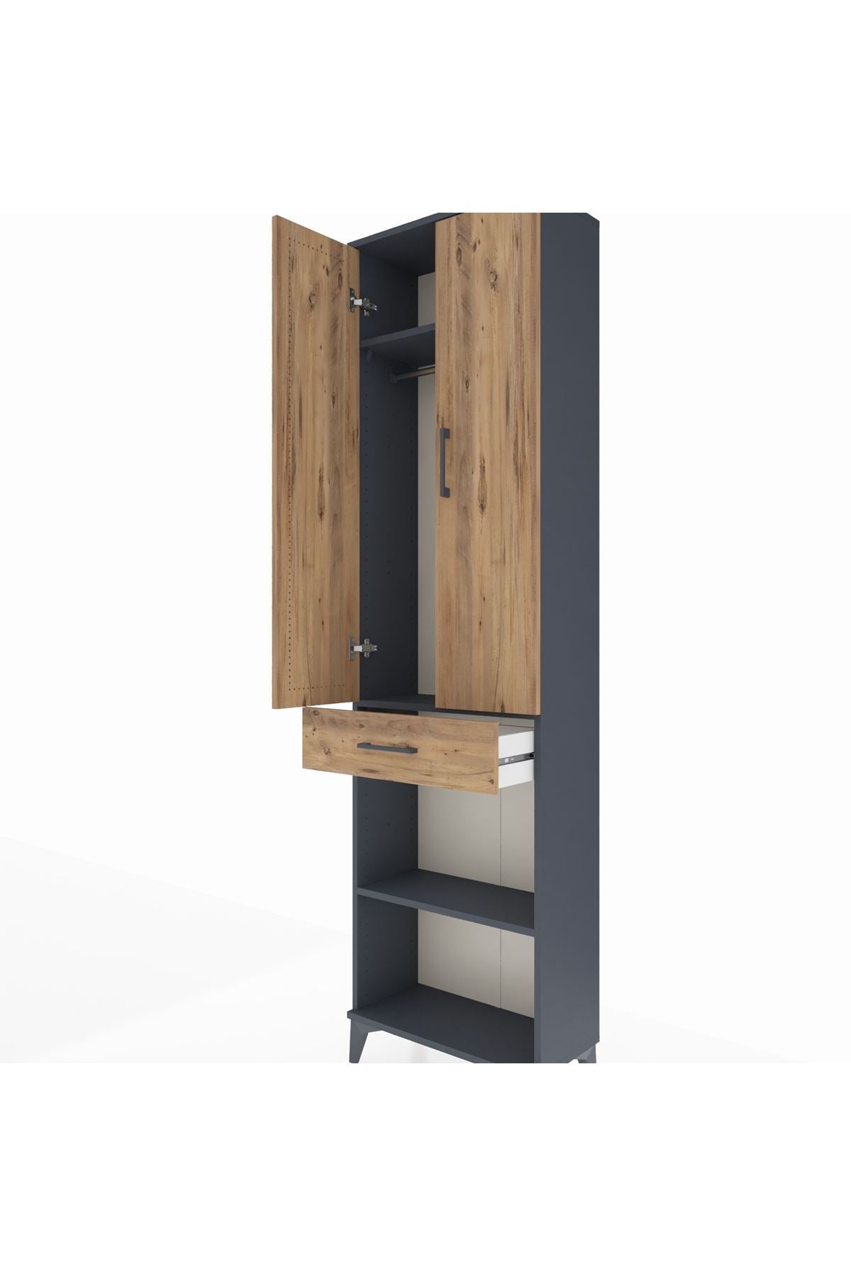 Arges Dolap 3 Raflı Tek Çekmeceli Tek Askılı 60x30x221 - S29M193V6A