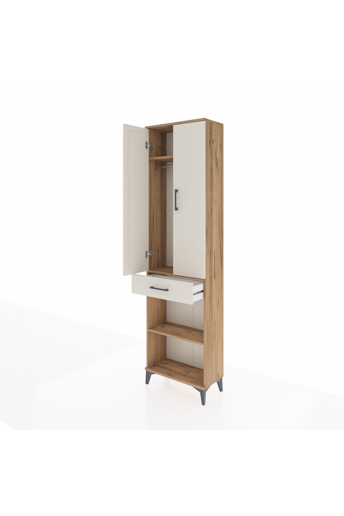Arges Dolap 3 Raflı Tek Çekmeceli Tek Askılı 60x30x221 - S29M193V7A