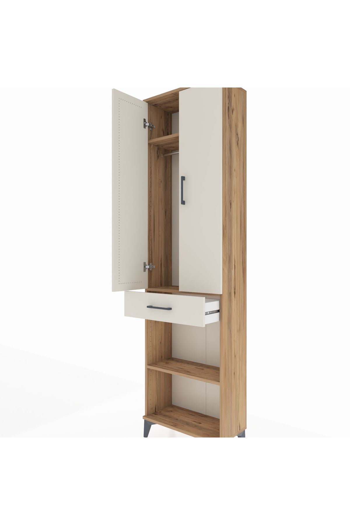 Arges Dolap 3 Raflı Tek Çekmeceli Tek Askılı 60x30x221 - S29M193V7A