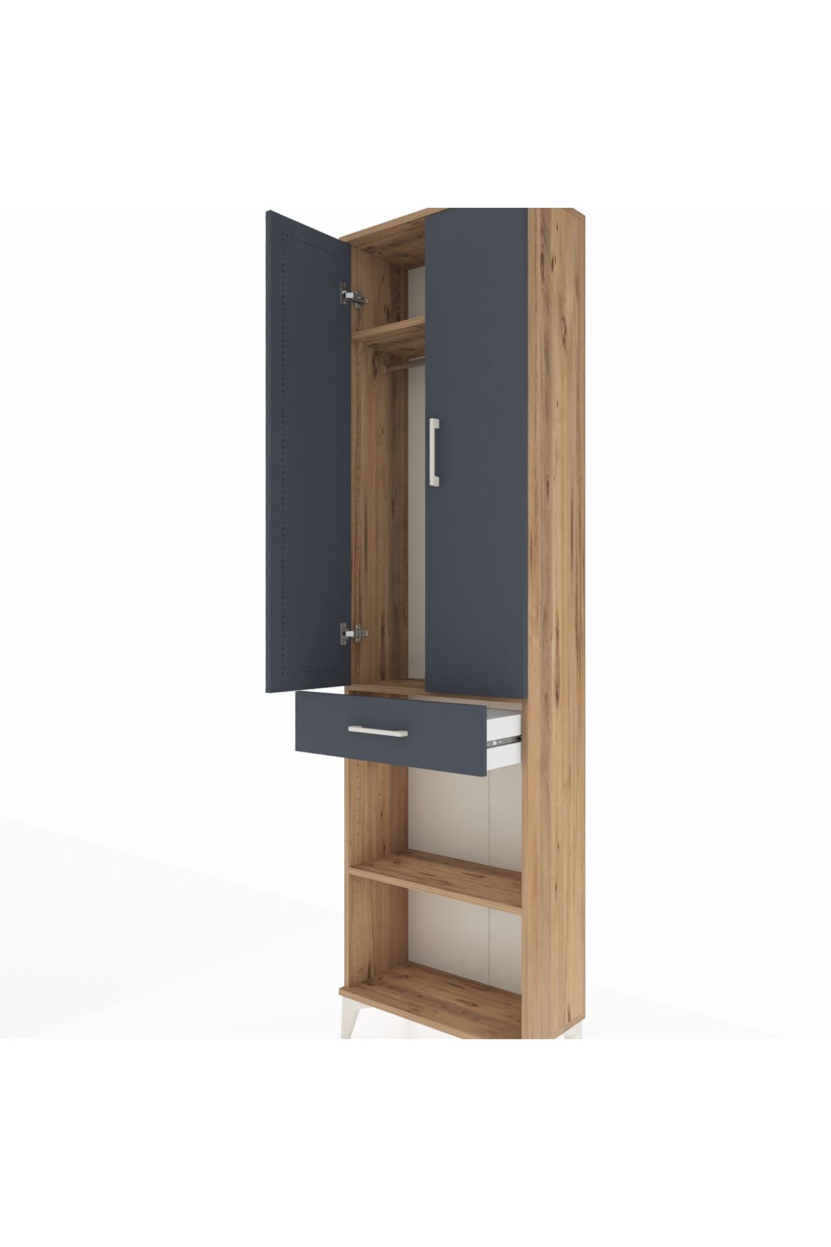 Arges Dolap 3 Raflı Tek Çekmeceli Tek Askılı 60x30x221 - S29M193V8A