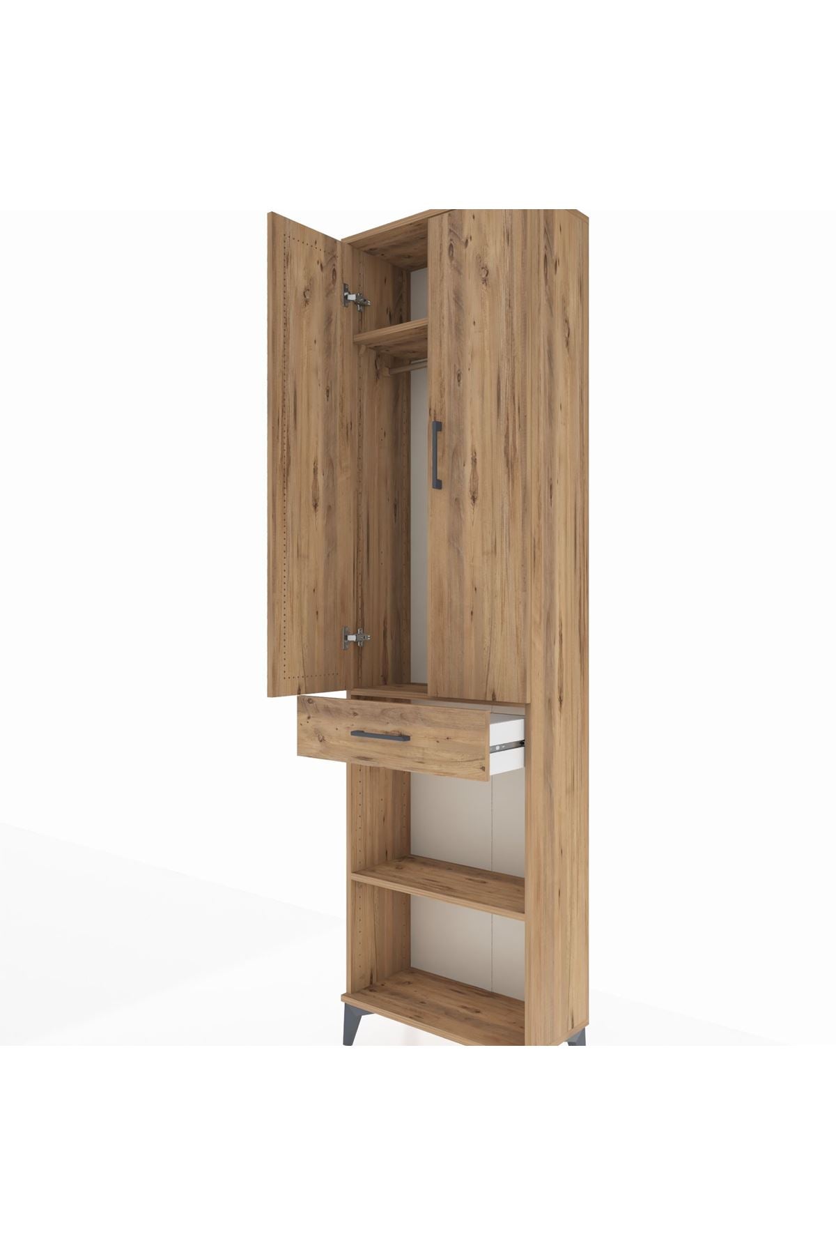 Arges Dolap 3 Raflı Tek Çekmeceli Tek Askılı 60x30x221 - S29M193V9A