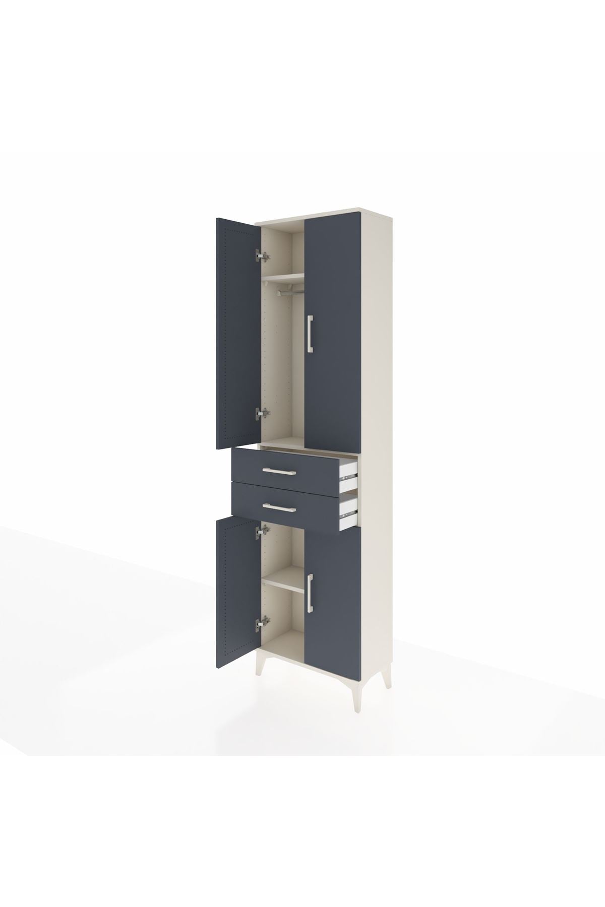 Arges Dolap 3 Raflı 2 Çekmeceli Tek Askılı 60x30x221 - S29M194V2A