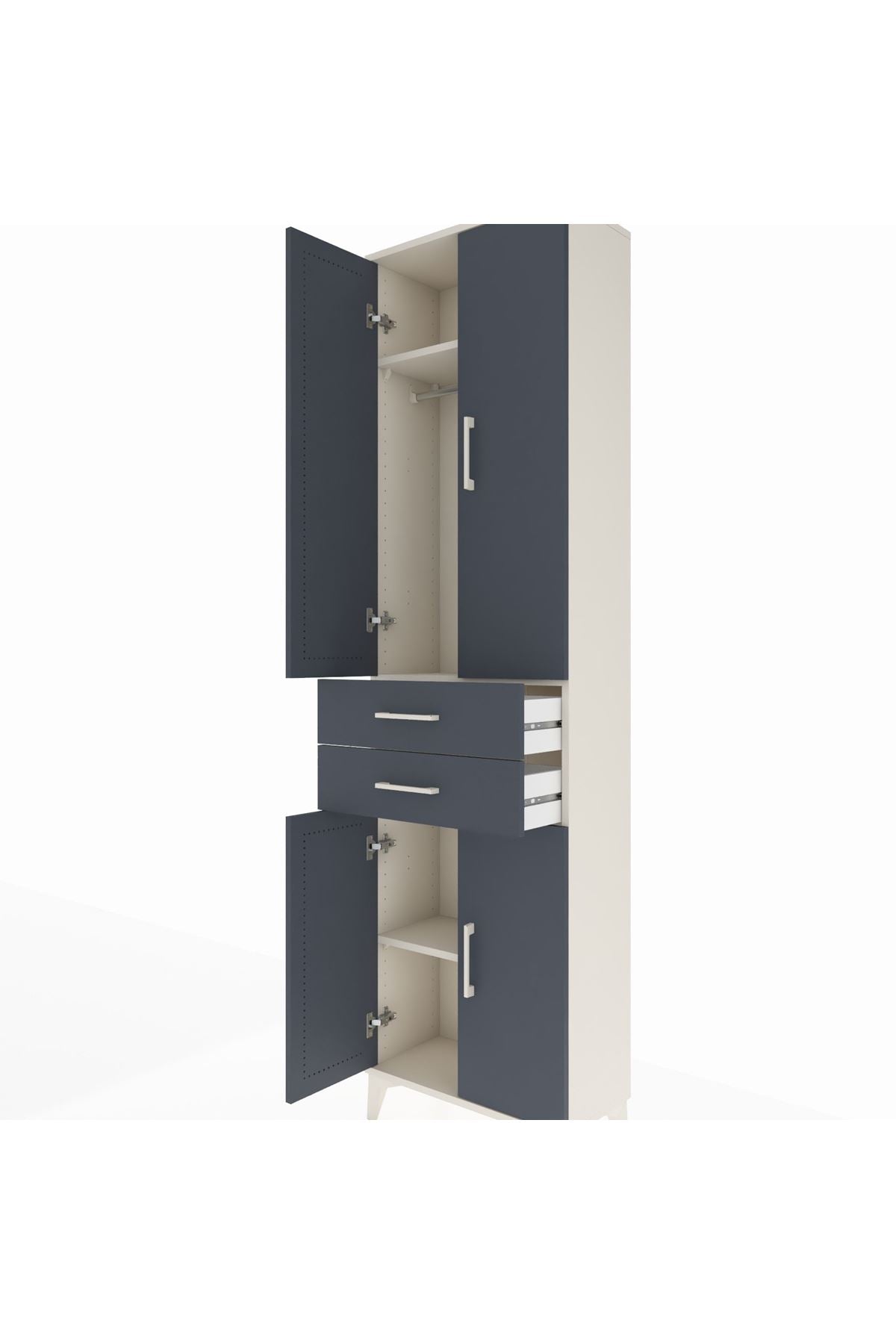 Arges Dolap 3 Raflı 2 Çekmeceli Tek Askılı 60x30x221 - S29M194V2A
