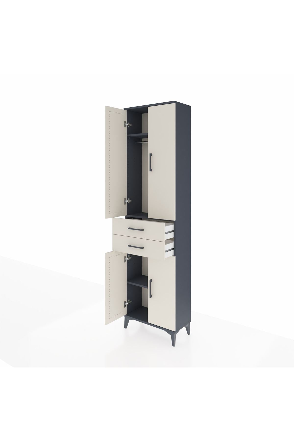 Arges Dolap 3 Raflı 2 Çekmeceli Tek Askılı 60x30x221 - S29M194V4A