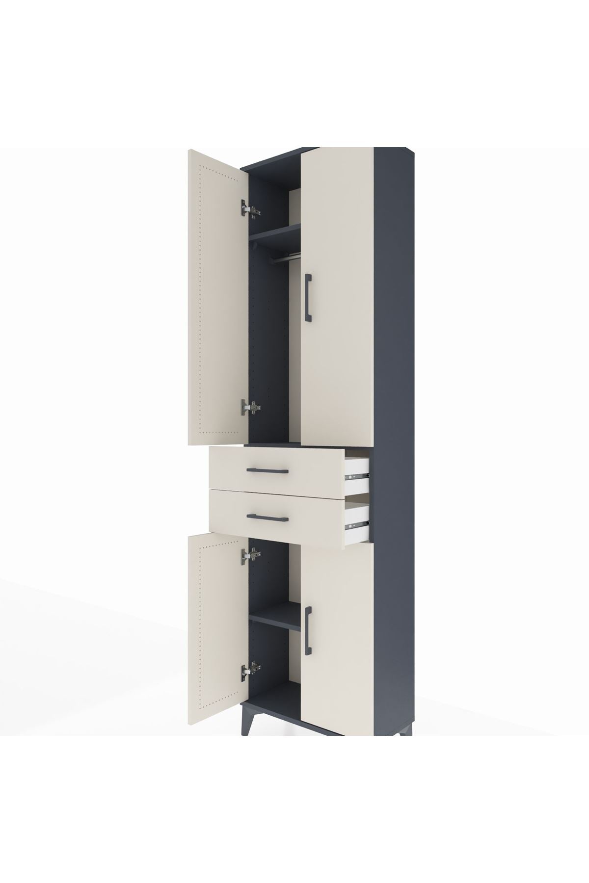 Arges Dolap 3 Raflı 2 Çekmeceli Tek Askılı 60x30x221 - S29M194V4A