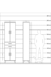 Arges Dolap 3 Raflı 2 Çekmeceli Tek Askılı 60x30x221 - S29M194V5A