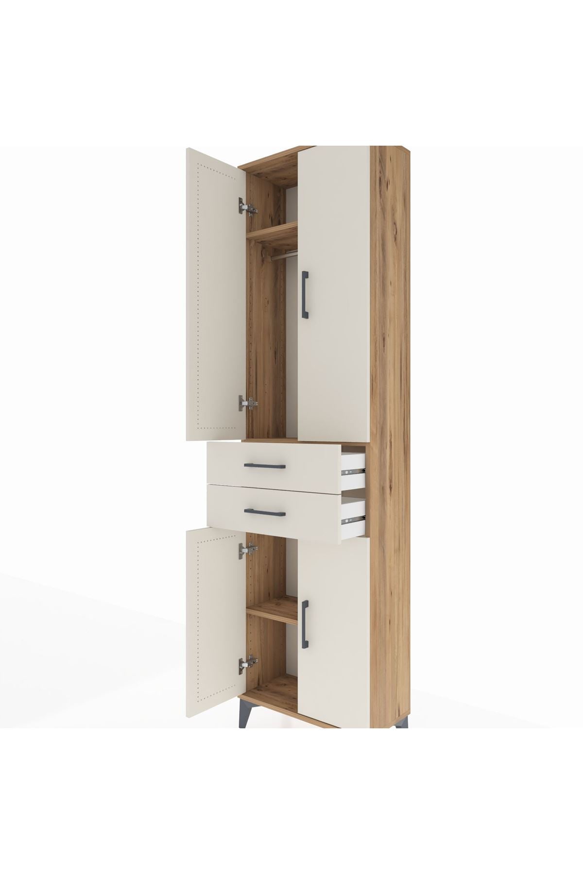 Arges Dolap 3 Raflı 2 Çekmeceli Tek Askılı 60x30x221 - S29M194V7A