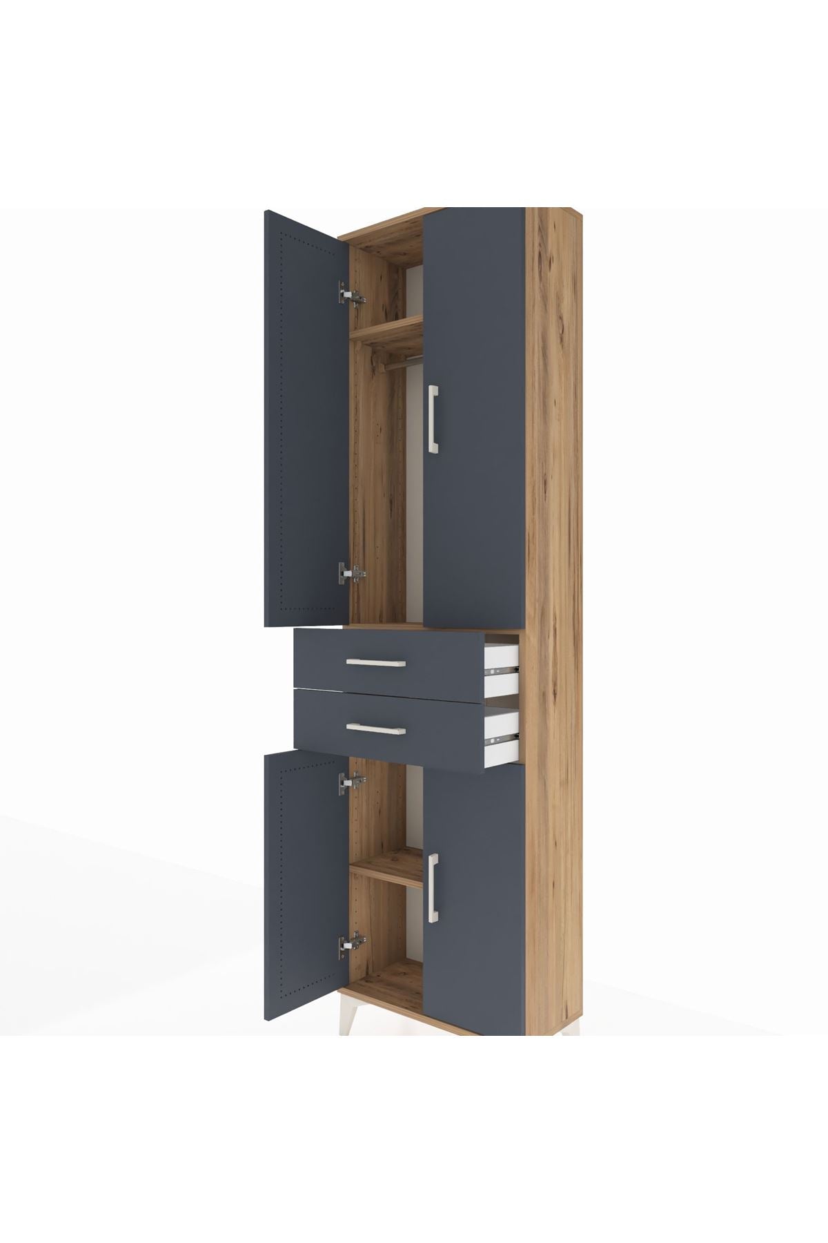 Arges Dolap 3 Raflı 2 Çekmeceli Tek Askılı 60x30x221 - S29M194V8A