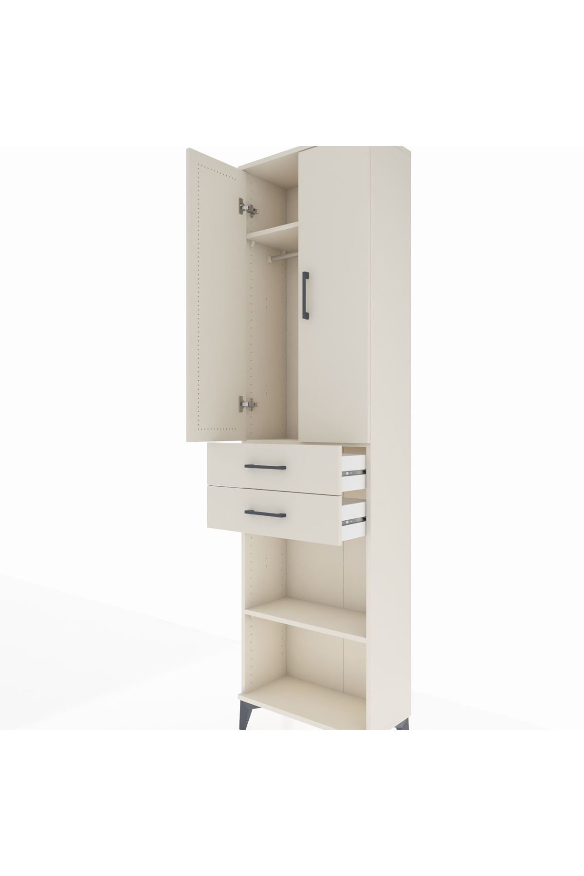 Arges Dolap 3 Raflı 2 Çekmeceli Tek Askılı 60x30x221 - S29M195V1A