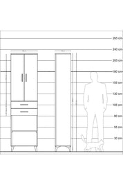 Arges Dolap 3 Raflı 2 Çekmeceli Tek Askılı 60x30x221 - S29M195V4A