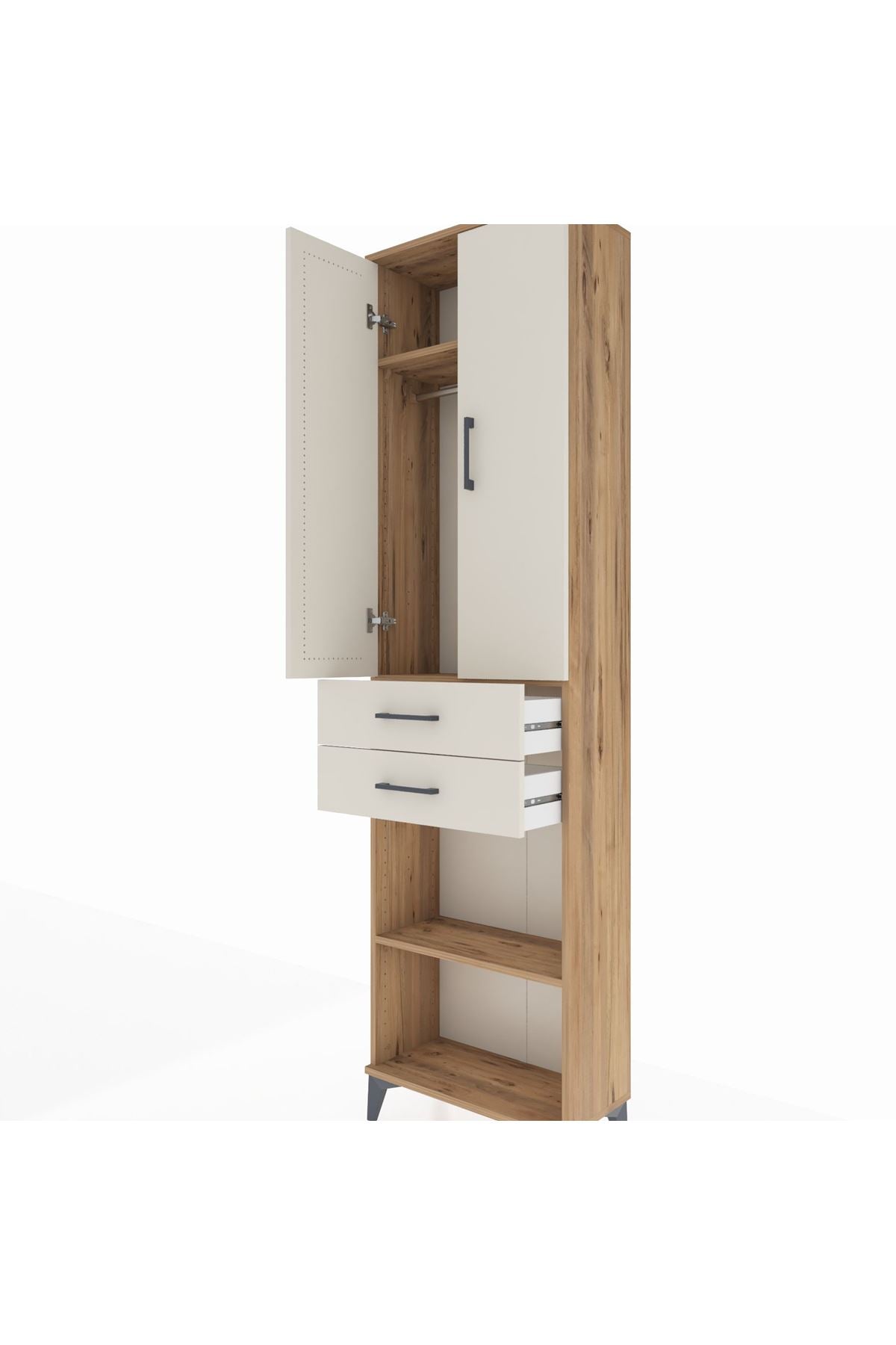 Arges Dolap 3 Raflı 2 Çekmeceli Tek Askılı 60x30x221 - S29M195V7A