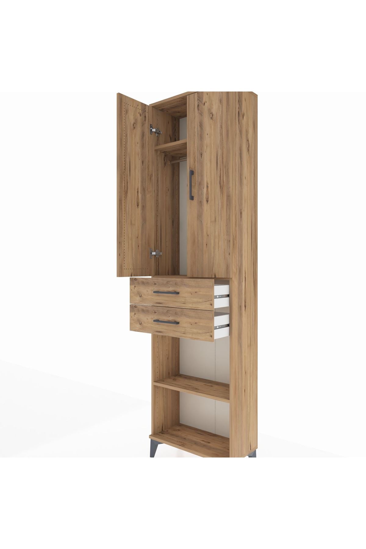Arges Dolap 3 Raflı 2 Çekmeceli Tek Askılı 60x30x221 - S29M195V9A